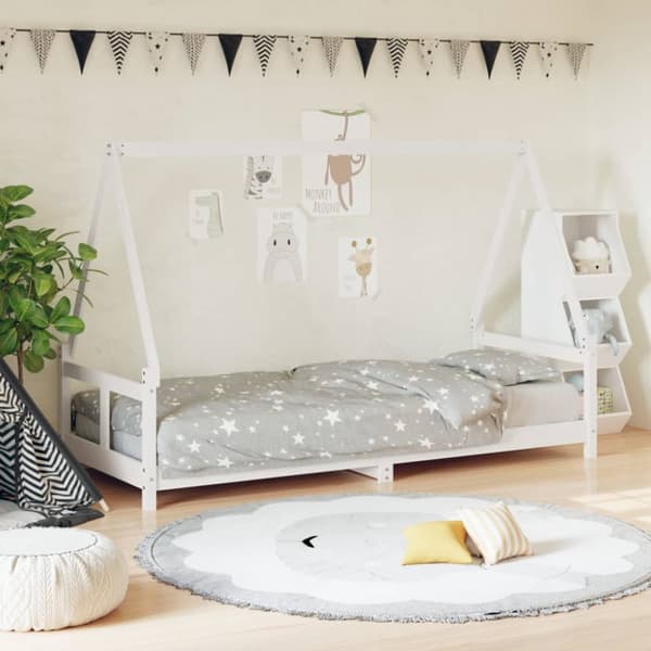 vidaXL Sängram för barnsäng vit 80x200 cm massiv furu -  Spjälsängar & barnsängar
