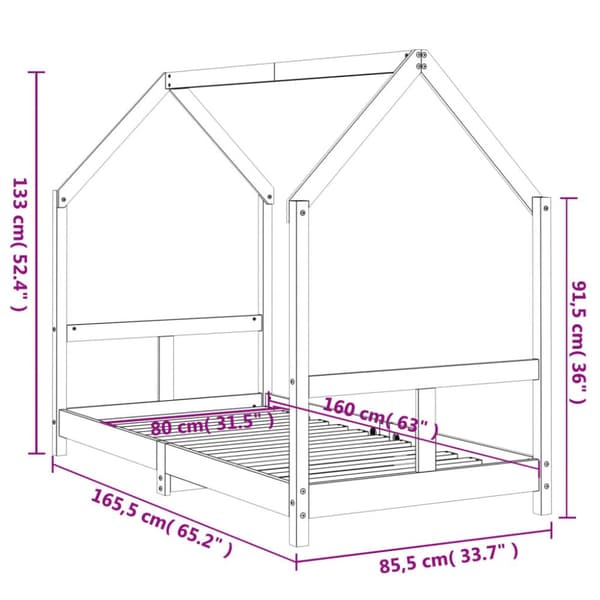 vidaXL Sängram för barnsäng 80x160 cm massiv furu -  Spjälsängar & barnsängar