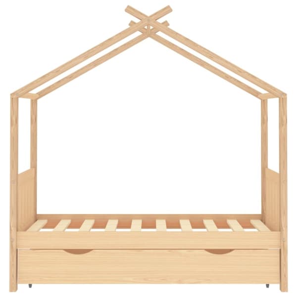 The Living Store sengeramme til juniorseng 80x160 cm med skuffe massivt fyrretræ -  Tremmesenge & børnesenge