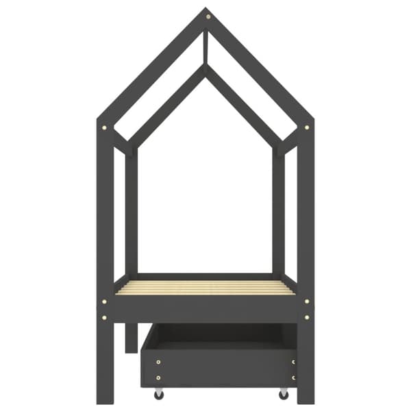 The Living Store sengestel til børn + skuffe 70x140 cm massivt fyrretræ mørkegrå -  Tremmesenge & børnesenge