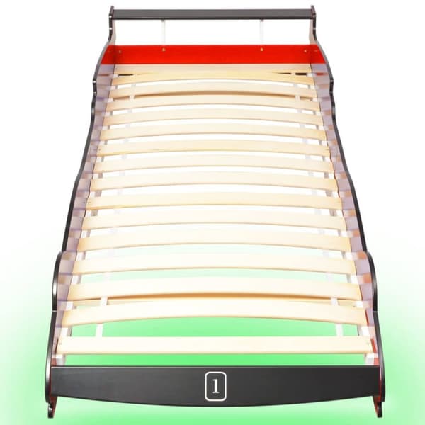 The Living Store LED Barnsäng racerbil 90x200 cm röd - Spjälsängar & barnsängar