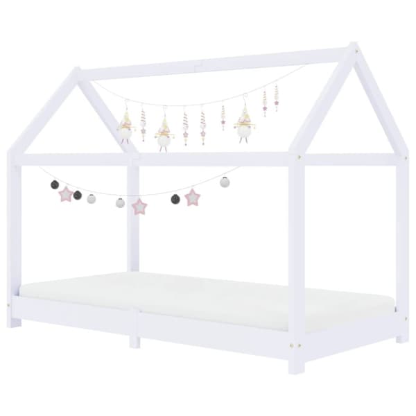 The Living Store sengestel til børneseng 70 x 140 cm massivt fyrretræ hvid -  Tremmesenge & børnesenge