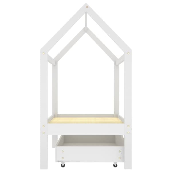 The Living Store sengestel til børneseng 70x140 cm med skuffe fyrretræ hvid - Tremmesenge & børnesenge