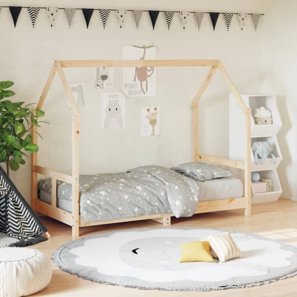 The Living Store sengeramme til juniorseng 80x160 cm massivt fyrretræ -  Tremmesenge & børnesenge