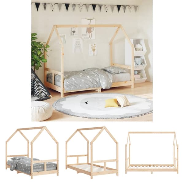 The Living Store sengeramme til juniorseng 80x160 cm massivt fyrretræ -  Tremmesenge & børnesenge