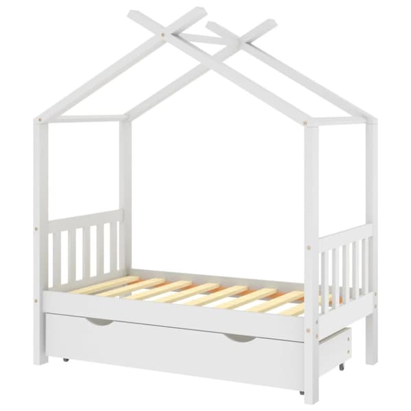 Spjälsängar & barnsängar - Living Barnsäng med låda vit massiv furu 70x140 cm