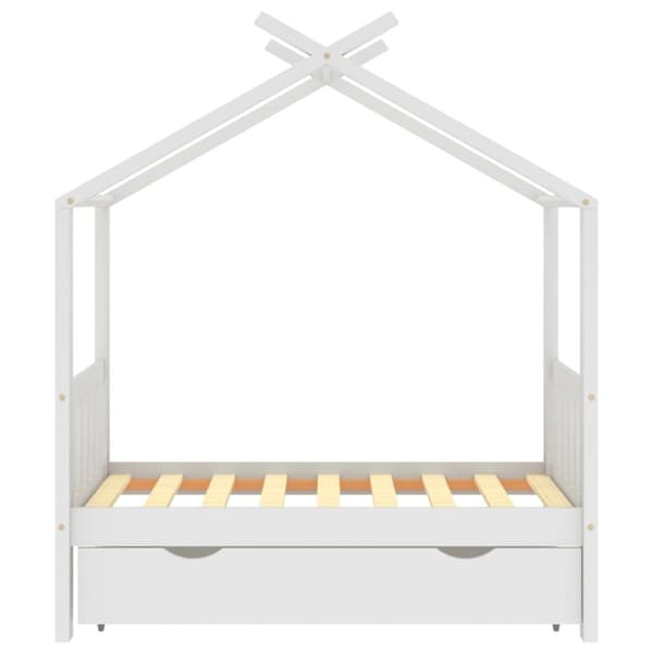 Spjälsängar & barnsängar - Living Barnsäng med låda vit massiv furu 70x140 cm