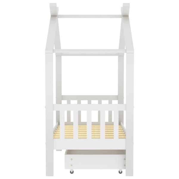 Spjälsängar & barnsängar - Living Barnsäng med låda vit massiv furu 70x140 cm