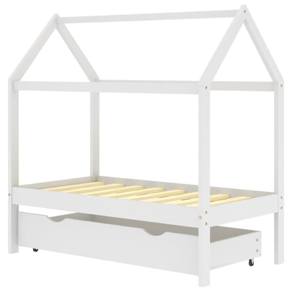 Spjälsängar & barnsängar - Living Barnsäng med låda vit massiv furu 70x140 cm