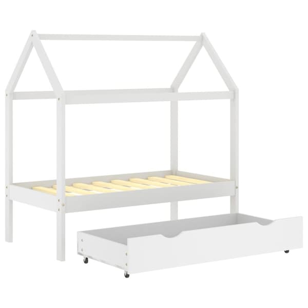 Spjälsängar & barnsängar - Living Barnsäng med låda vit massiv furu 70x140 cm