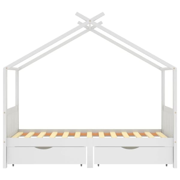 Sengeramme til børn 90x200 cm med skuffer massivt fyrretræ hvid - Sengeramme - Sengerammer - Home & Living