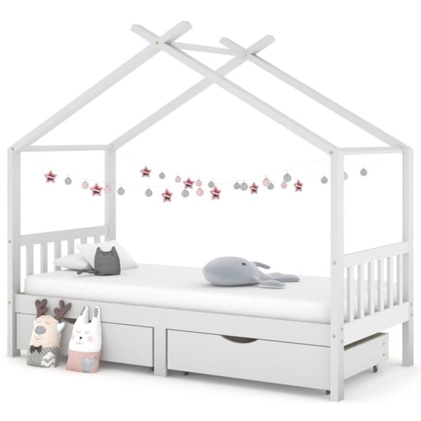 Sengeramme til børn 90x200 cm med skuffer massivt fyrretræ hvid - Sengeramme - Sengerammer - Home & Living