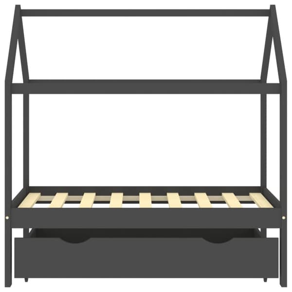 Barnsäng med låda mörkgrå massiv furu 70x140 cm - Barnsäng - Barnsängar - Home & Living