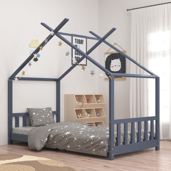 Sengestel til børneseng 70 x 140 cm massivt fyrretræ grå - Sengestel Til Børneseng - Sengeramme Til Børneseng - Home & Living
