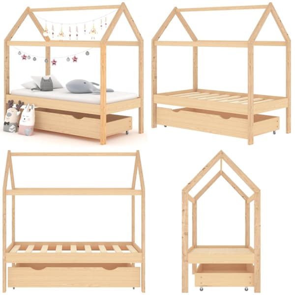 Barnsäng med låda massiv furu 70x140 cm - Barnsäng - Barnsängar - Home & Living