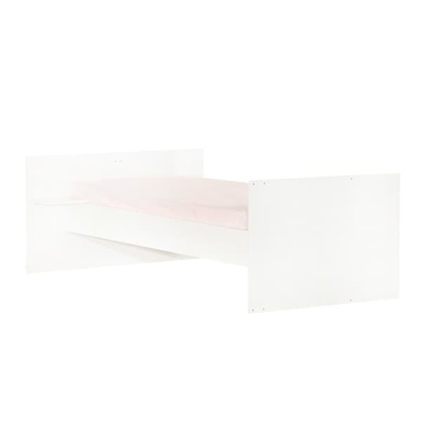 Kombinerad säng - 120x60cm - Konvertibel till 90x190cm - Babyprice Joy Natural - Vit på ben av naturliga trä