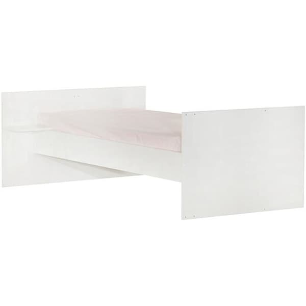 Kombinerad säng - 120x60cm - Konvertibel till 90x190cm - Babyprice Joy Natural - Vit på ben av naturliga trä