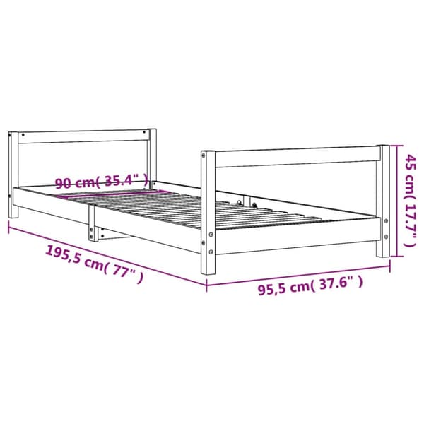 sengeramme til juniorseng 90x190 cm massivt fyrretræ