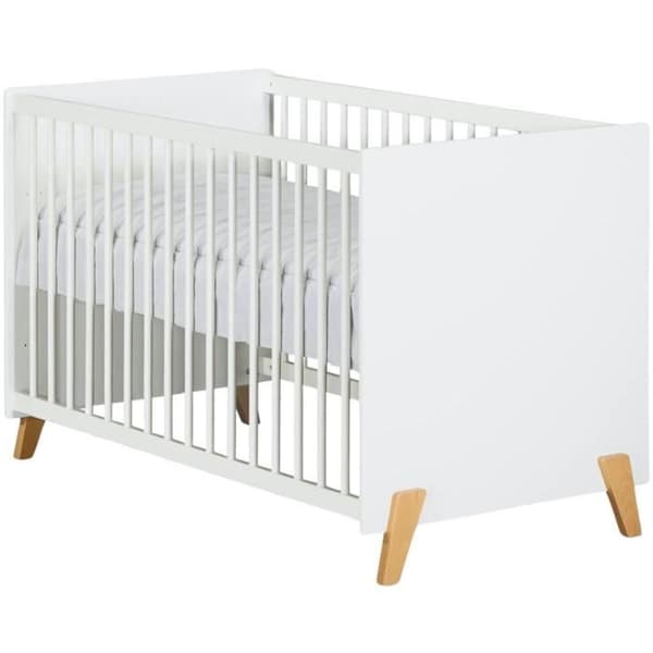Babysäng - 120 x 60 cm - Babyprice Joy Natural - Vit - På naturliga träben