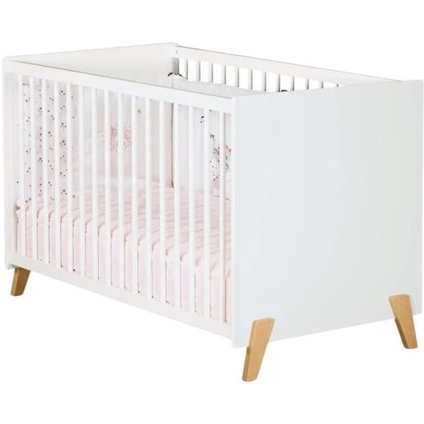 Babysäng - 120 x 60 cm - Babyprice Joy Natural - Vit - På naturliga träben