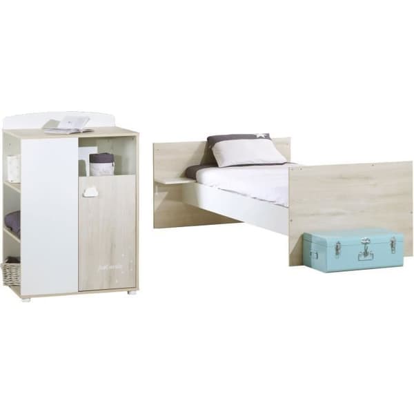 Kombinerad säng - 120x60cm - Konvertibel till 90x190cm - Babyprice Smile - Bok
