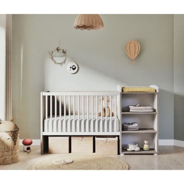 Kombinerad säng - 120x60cm - Konvertibel till 90x190cm - Babyprice Smile - Flintaek
