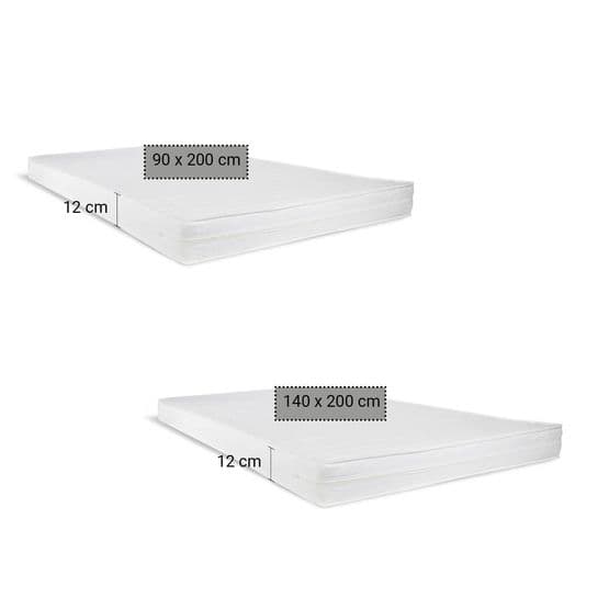 Familieseng - 90x200 + 140x200 - Hvid Med skuffe og madrasser