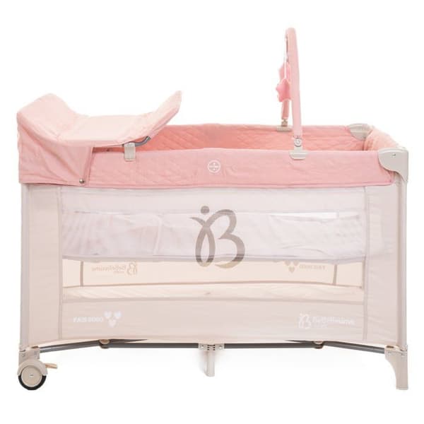 BEBELISSIMO - Resesäng för baby - hopfällbar säng - från födseln - Låt oss sova - skötbord och leksaker - rosa
