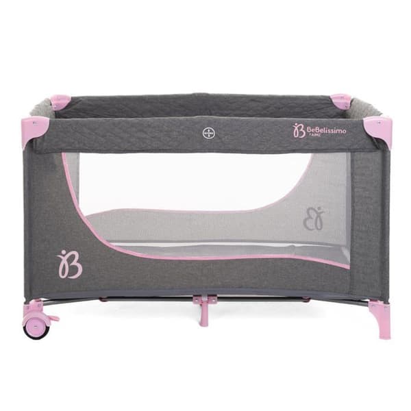 BEBELISSIMO - Resesäng för baby - babyvagga - från födseln - Natt - hopfällbar säng - rosa