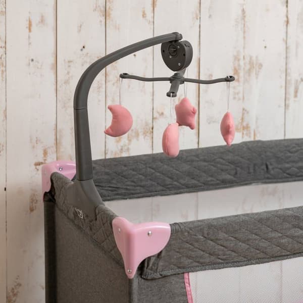 BEBELISSIMO - Resesäng för baby - babyvagga - från födseln - Natt - hopfällbar säng - 2 våningar - rosa