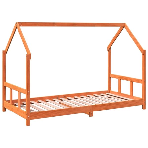 vidaXL sengeramme til juniorseng 90x190 cm massivt fyrretræ gyldenbrun