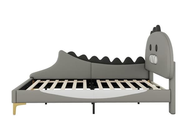 140*200cm Barnbett, tecknad dinosaurieform, plattbett, PU-material