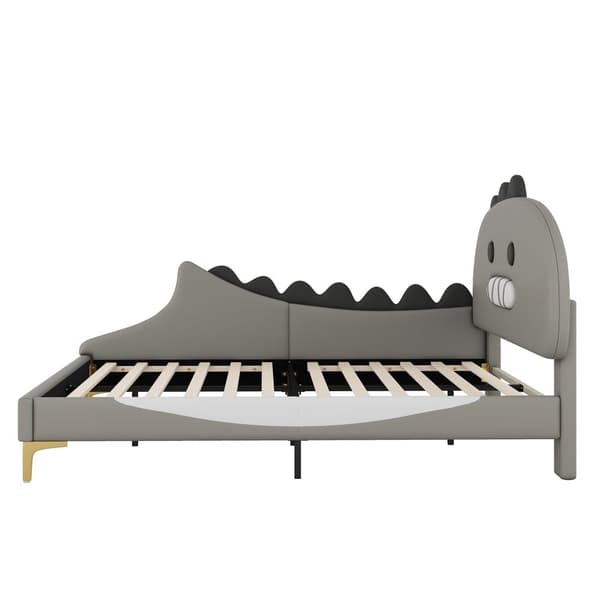 140*200cm Barnbett, tecknad dinosaurieform, plattbett, PU-material