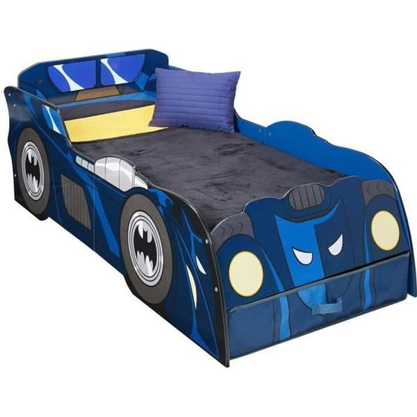Batman Batmobil - Ljusande barnbil med förvaring, för madrass 140cm x 70cm