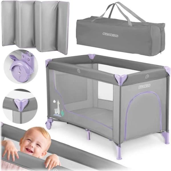Resesäng 125 x 65 x 78 cm RK-240 grå och lavendel
