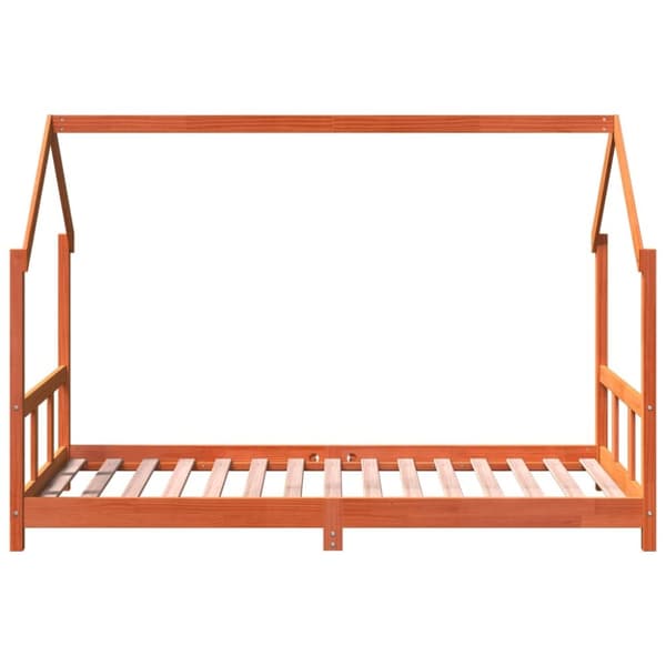 sengeramme til juniorseng 90x190 cm massivt fyrretræ gyldenbrun