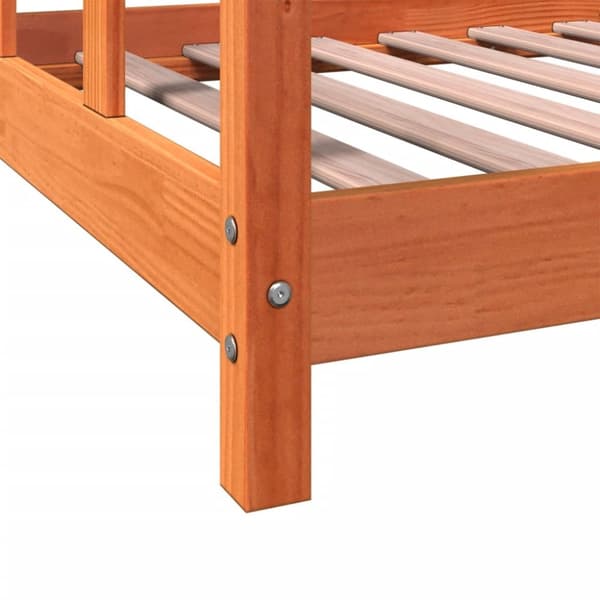 sengeramme til juniorseng 90x190 cm massivt fyrretræ gyldenbrun