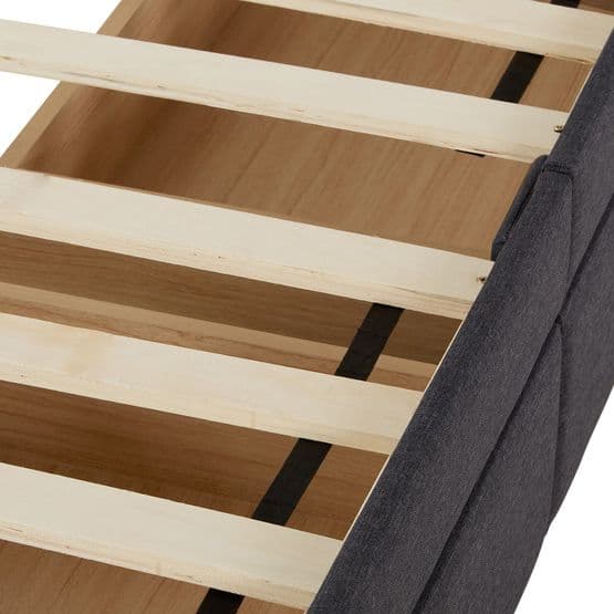 Enkelsäng - Träram Med Madrass Och Lådor - Stoppat Tyg - 90x200 Cm - Grå