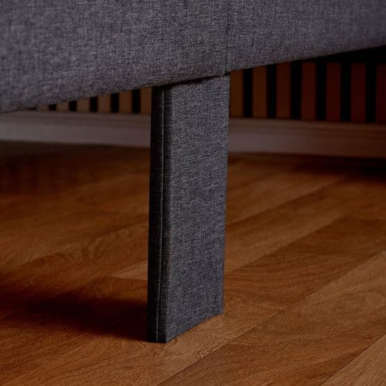 Enkelsäng - Träram Med Madrass Och Lådor - Stoppat Tyg - 90x200 Cm - Grå