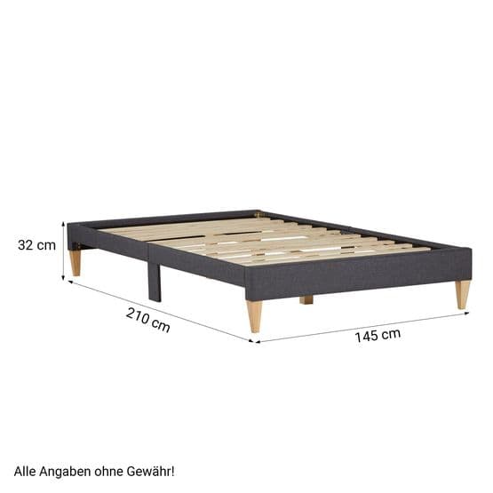 Enkelsäng - Träram Med Madrass - Stoppat Tyg - 140x200 Cm - Grå