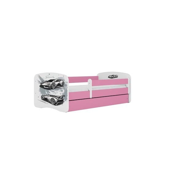 Barnsäng - Babydreams Rosa Med Låda - Sportbil 140x70 Cm