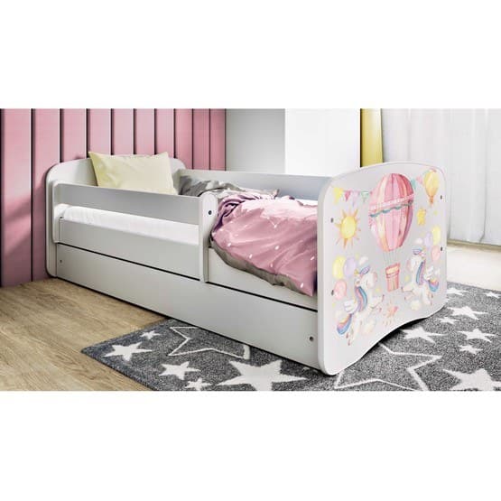 Tremmeseng - Babydreams Hvid Med Skuffe Og Madras - Ballon 140x70 Cm