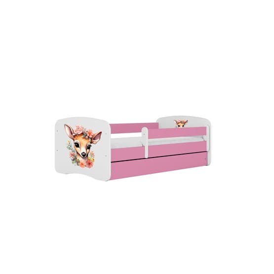 Tremmeseng - Babydreams Pink Med Æske Og Madras - Bambi 160x80 Cm