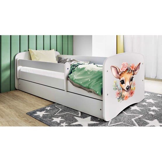 Tremmeseng - Babydreams Hvid Med Skuffe Og Madras - Bambi 160x80 Cm