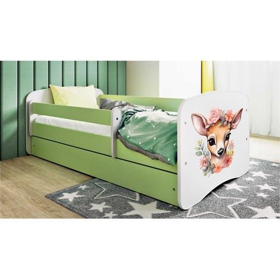 Barnsäng - Babydreams Grön Med Låda - Bambi 160x80 Cm