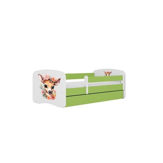 Barnsäng - Babydreams Grön Med Låda Och Madrass - Bambi 160x80 Cm