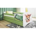 Miniatyrbild 1 av 5: Barnsäng - Babydreams Grön Med Låda Och Madrass - Bambi 160x80 Cm