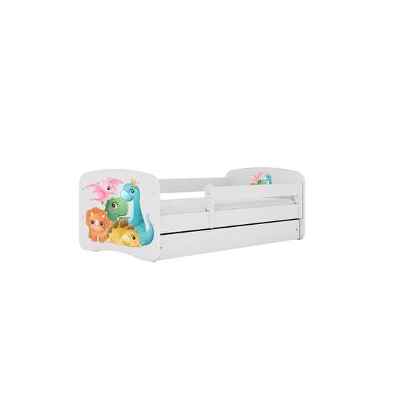 Barnsäng - Babydreams Vit Med Låda Och Madrass - Små Dinosaurier 180x80 Cm
