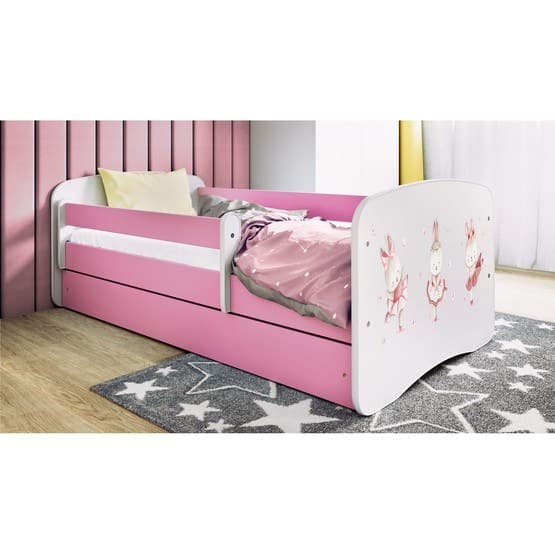 Barnsäng - Babydreams Rosa Med Låda - Kaniner 180x80 Cm