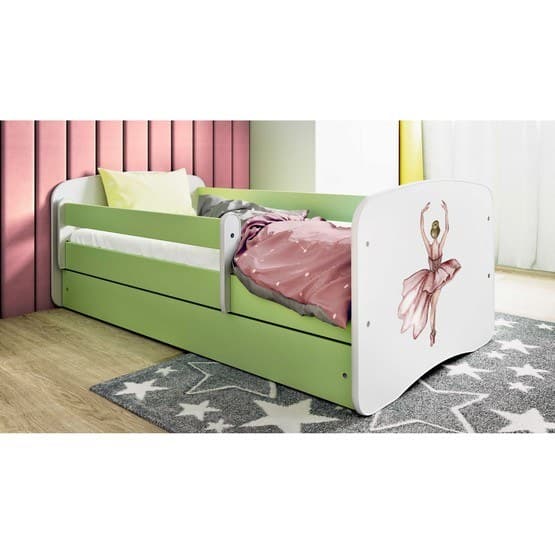 Barnsäng - Babydreams Grön Med Låda - Dansare 160x80 Cm